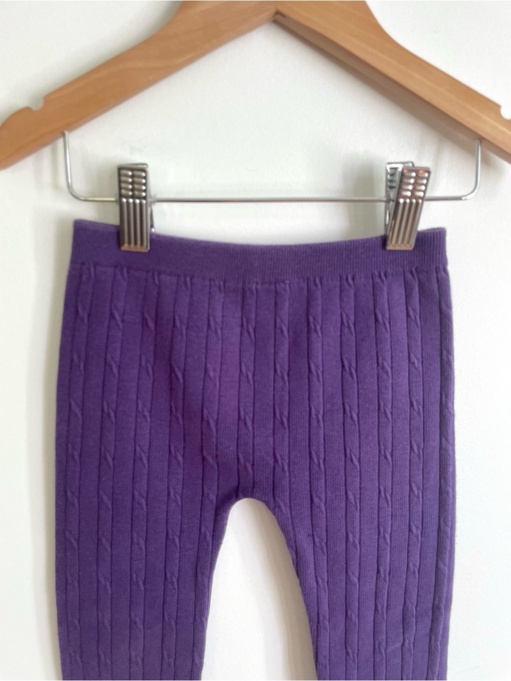 $4 💥Cable Knit Ribbed Fleecy Leggings, Deep Purple, Soft & Cozy, Our favourite!